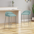 Counter Stool 2Pcs Set Blue Fabric