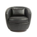 Upholstered Swivel Barrel Armchair With Storage Modern Living Room Side Chair For Bedroom Office Reading Spaces Pu Black Black Foam Upholstered