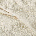 3 Piece Split Corner Pleated Quilted Bedspread Cream Queen Cream Polyester