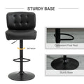 Homcom Bar Height Bar Stools Set Of 2 With Adjustable Seat, Thick Padded Cushion And Metal Footrest For Home Bar, Black Black Metal