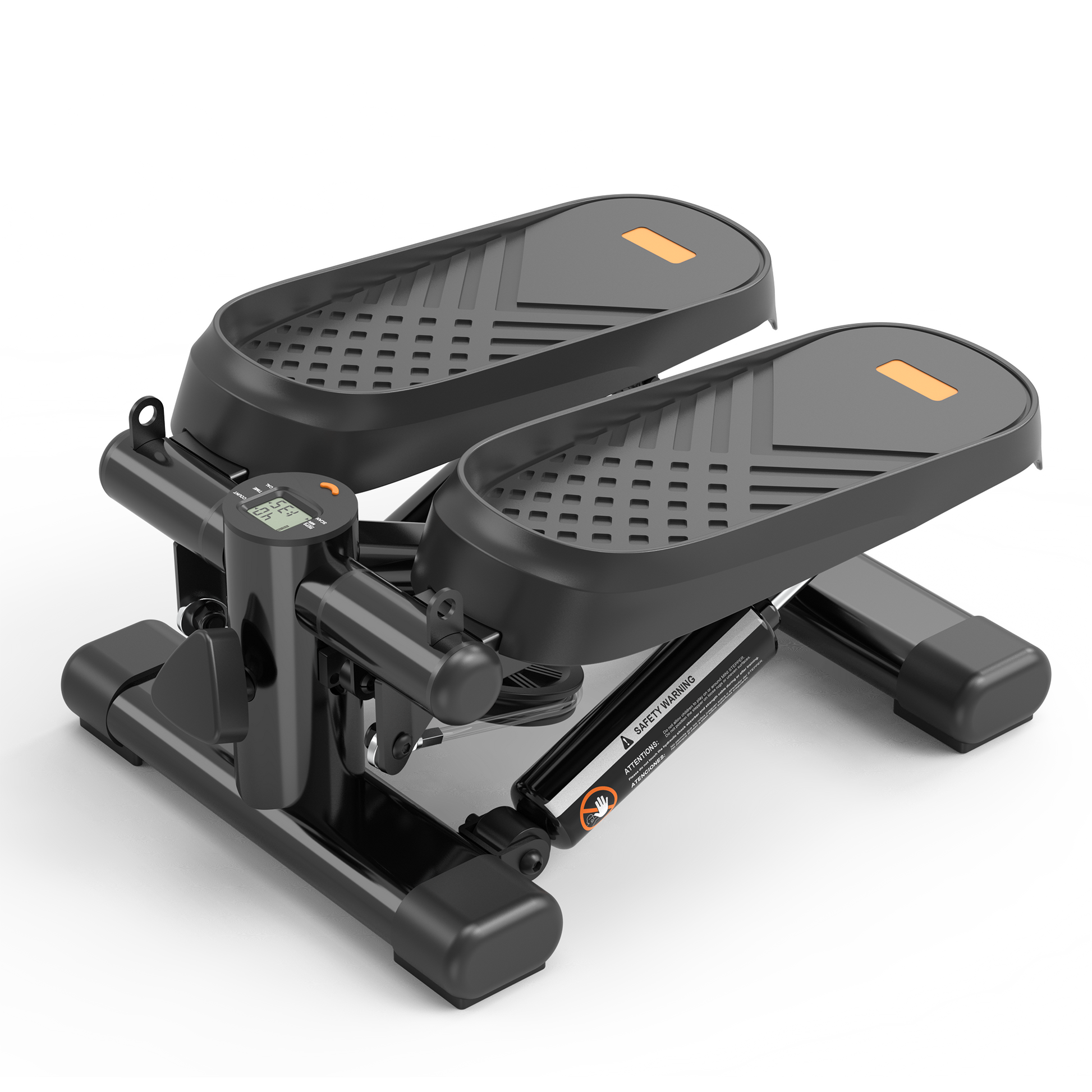 Home Office Exercise 330Lbs Capacity Mini Stepper With Resistance Bands And Lcd Monitor Black Steel