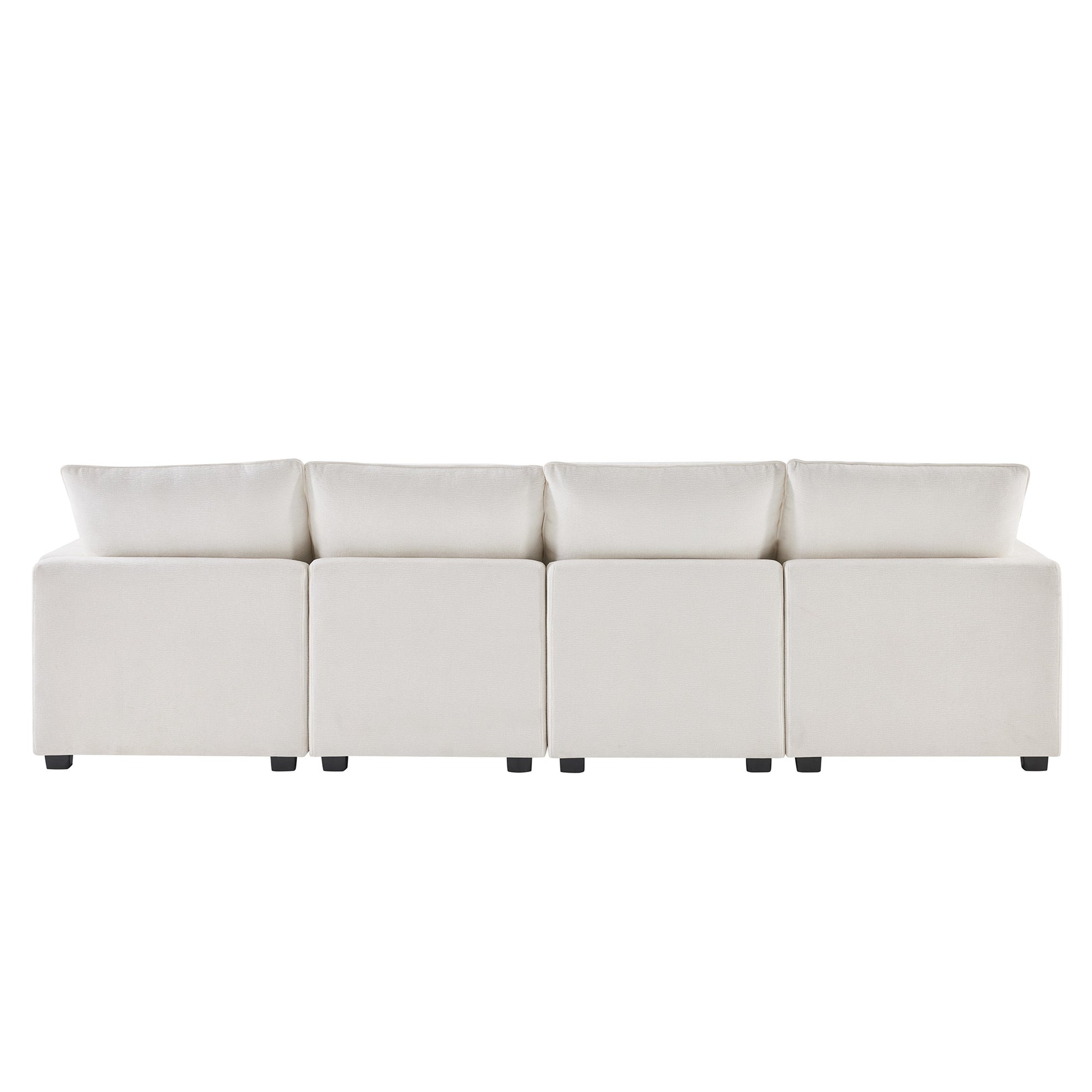 110*57" Modern U Shape Modular Sofa, 6 Seat Chenille Sectional Couch Set With 2 Pillows Included, Freely Combinable Indoor Funiture For Living Room, Apartment, Office, 2 Colors White Chenille 6 Seat