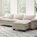 Living Room Furniture Luxury Sectional Sofa Couch With Ottoman Soft Velvet Upholstered Sofa Beige Beige Foam Velvet 3 Seat