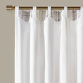 Poly Printed Curtain Panel With Tufted Stripe And Lining White Brown 50X84