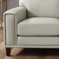 Jensen Leather Loveseat Fog Gray Down Filling Genuine Leather