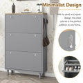 Narrow Design Shoe Cabinet With 3 Flip Drawers, Wood Grain Pattern Top Entryway Organizer With 3 Hooks, Free Standing Shoe Rack With Adjustable Panel For Hallway, Grey Freestanding 3 4 Drawers Grey Primary Living Space Shelves Included Particle Board