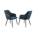 Contemporary Upholstered Woven Fabric Dining Chairs Indigo Blue Blue Polyester Polyester