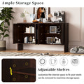 4 Door Large Storage Retro Sideboard With Adjustable Shelves And Long Handles For Kitchen, Dining Room And Living Room Espresso Espresso Mdf