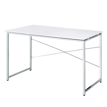 White And Chrome Vanity Desk With X Shape Cross Bar White Silver Bedroom White Wood Metal