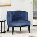 Accent Chair Navy Blue Wood Fabric