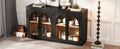 4 Door Large Storage Retro Sideboard With Metal Handles And Adjustable Shelves For Kitchen, Dining Room And Living Room Black Black Solid Wood Mdf