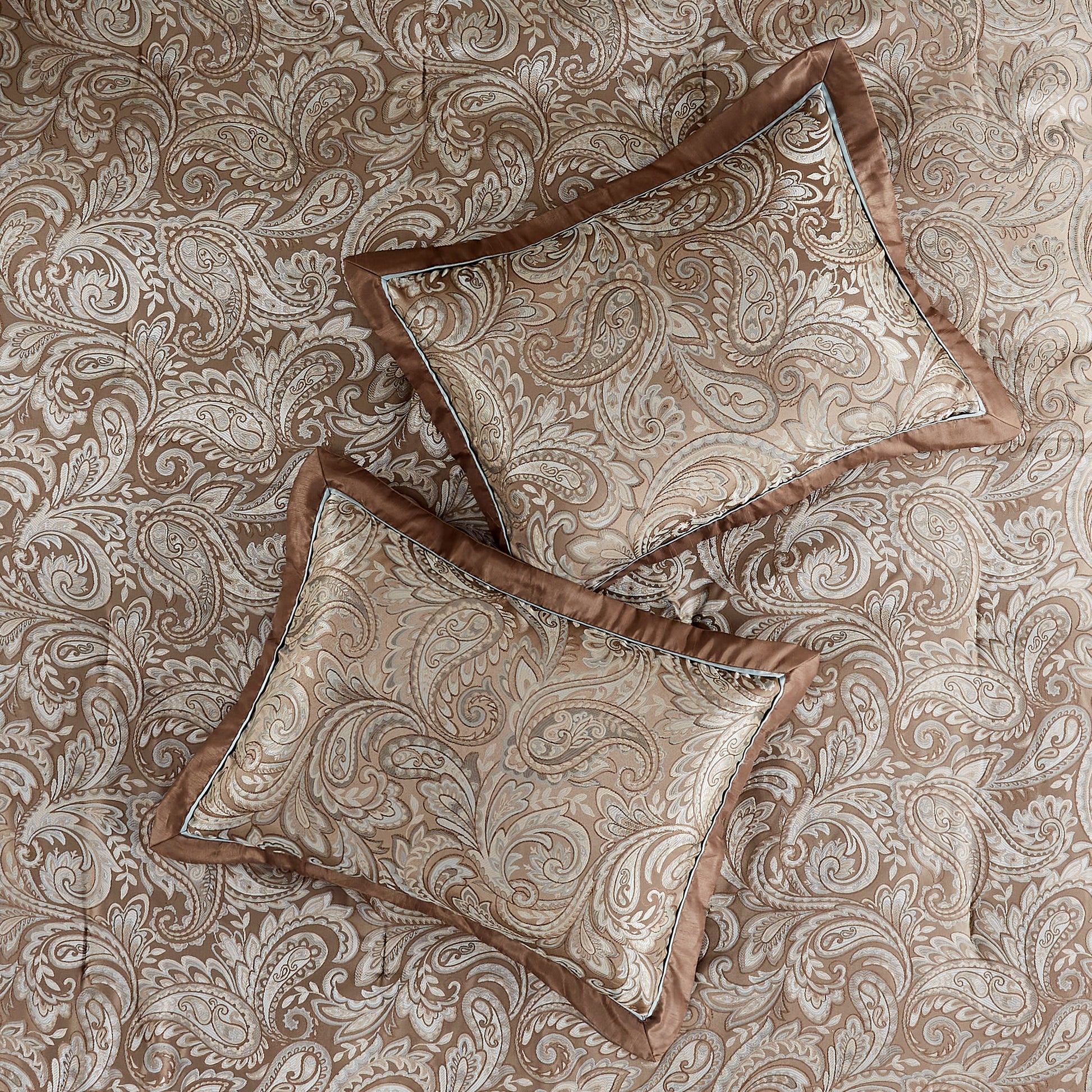 12 Piece Comforter Set With Cotton Bed Sheets Blue Brown Queen Queen Blue Brown Cotton