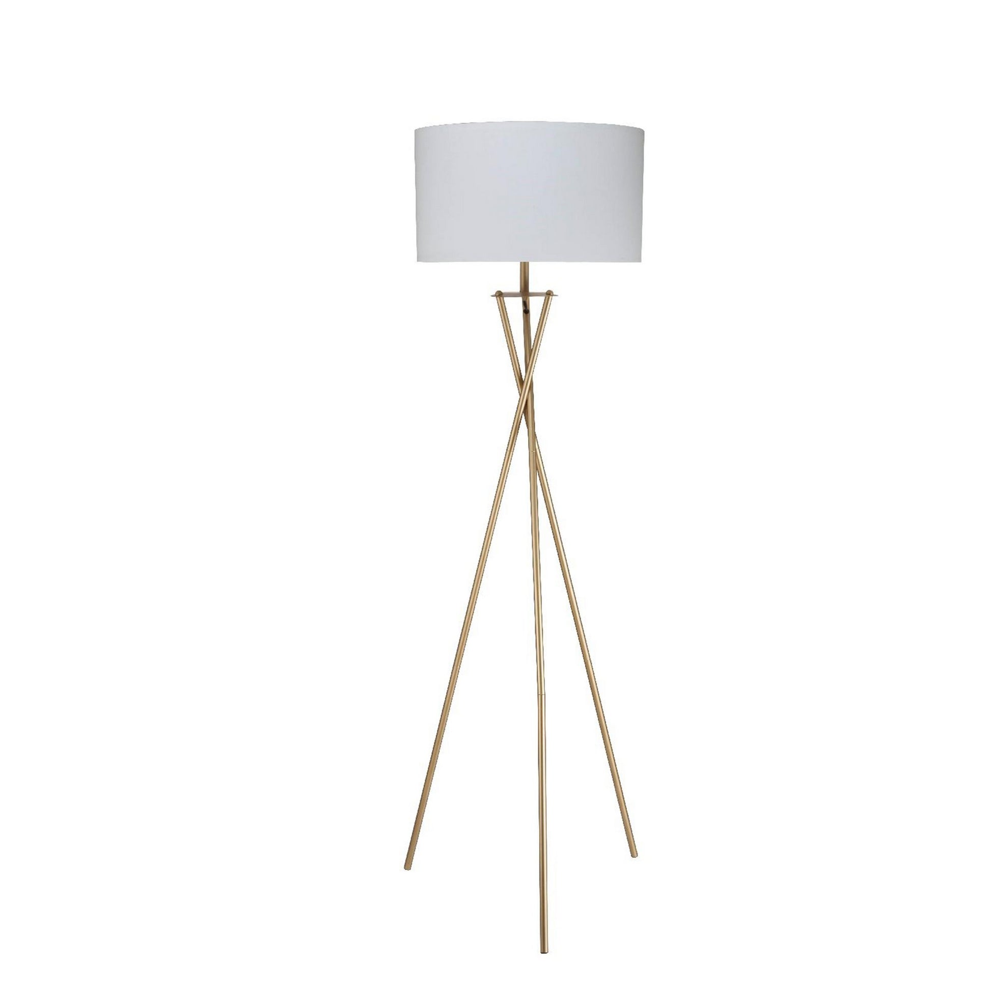 Metal Tripod Legs Floor Lamp With Rotary Switch, Gold Gold Metal