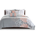 6 Piece Printed Cotton Quilt Set With Throw Pillows Grey Peach Full Queen Full Grey Peach Polyester