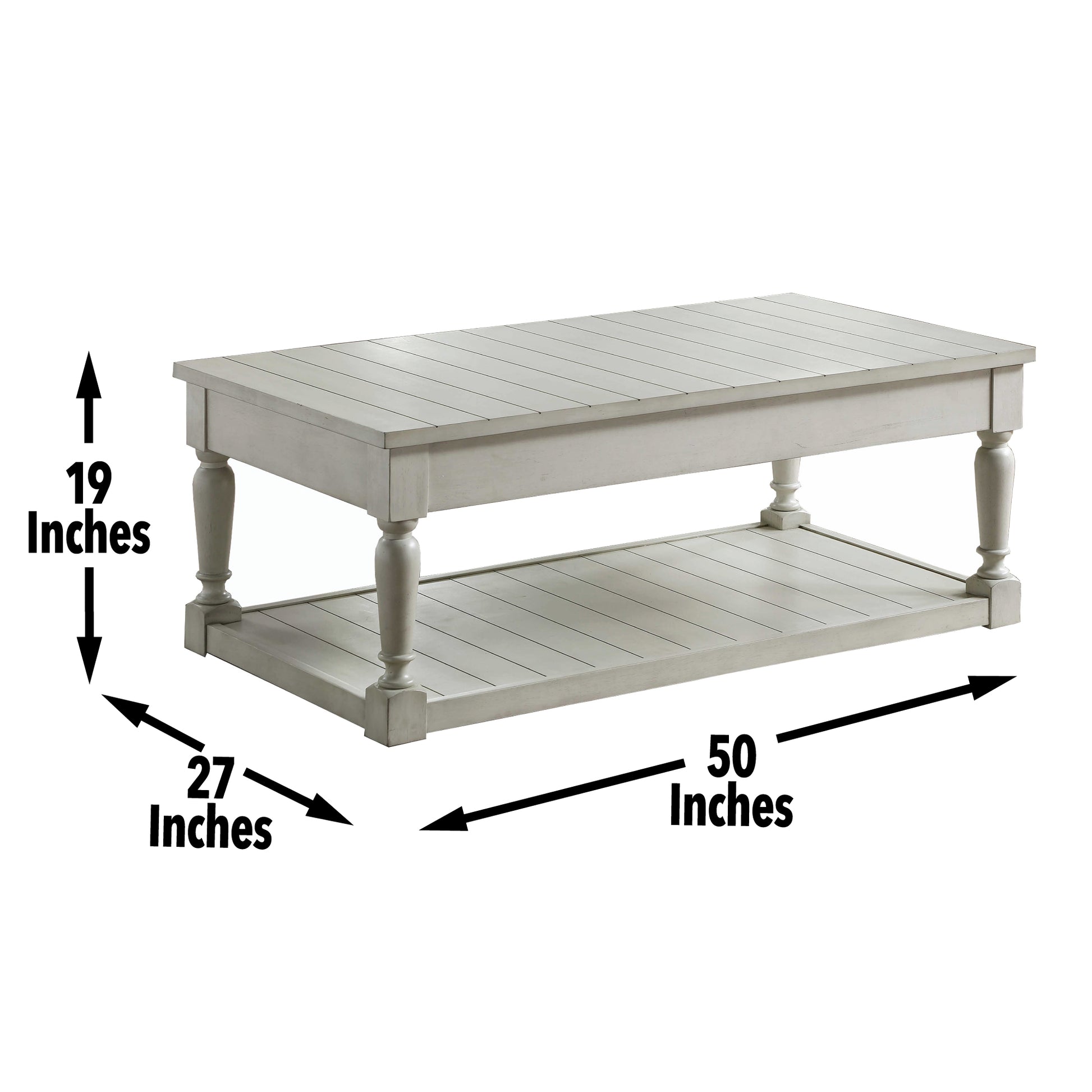 Hemingway Lift Top Coffee Table White White Wood