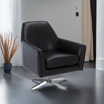 Paulina Black Leather Gel Swivel Armchair Black Foam Faux Leather