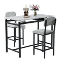 Kitchen Table Set, Dining Table And Chairs For 2, 3 Piece Dining Room Table Set With 2 Upholstered Chairs, Bar Dining Table Set For Small Spaces, Apartment, Breakfast, Pub, Rustic Black Gray Seats 2 Mdf