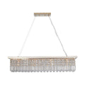 Modern Crystal Chandelier For Dining Room 8 Light Gold Rectangle Raindrop Chandelier Contemporary Rectangular Pendant Light Fixture For Kitchen Island Bar L39.4'' X W9.8'' X H8.7' Bulb Not Included Gold Crystal Iron