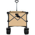 Collapsible Folding Wagon, Push Pull Foldable Beach Wagon Cart Grayish Brown Steel