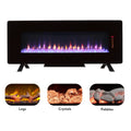 48 Inch Curved Front Wall Mounted Electric Fireplace With Remote And Multi Color Flame & Emberbed Powder Coated Electric Antique Black Vent Free Primary Living Space Yes Wall Mount Tempered Glass Sheet Metal Electric