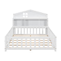 Full Size Floor Beds With Bookcases And Blackboards, Versatile Platform Beds With Guard Rails, Solid Wood Floor Beds With Storage Headboards, Floor Beds For Kids And Teens White Full White Plywood