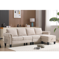 Arrived Convertible Sectional Sofa With Storage,L Shaped Sofa,Four Seater Sofa,Modern Linen Fabric Sectional Couches For Living Room, Beige Beige Polyester Wood Primary Living Space Medium Soft Cushion Back Modern Wood 4 Seat