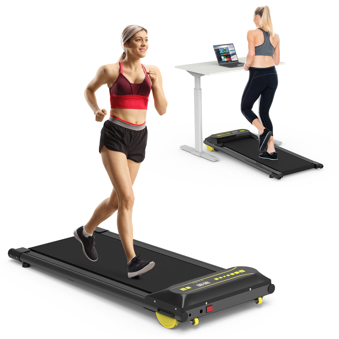 Walking Pad Running Machine Walking Machine For Home Under Desk Treadmill With Led Display And 12 Preset Programs 2.25Hp Portable Treadmill Jogging Machine For Office Small Space Black Steel