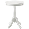 White Side Table With Turned Pedestal White White Primary Living Space Traditional Round Wood Pedestal