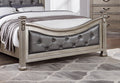 Formal Traditional Antique Silver 1Pc California King Size Bed Tufted Faux Leather Headboard Footboard Bedframe Box Spring Required California King Antique Silver Wood Bedroom American Traditional,Classic,Contemporary,Luxury,Traditional Pine Bed Frame