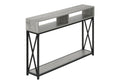 Accent Table, Console, Entryway, Narrow, Sofa, Living Room, Bedroom, Grey Laminate, Black Metal, Contemporary, Modern Grey Metal