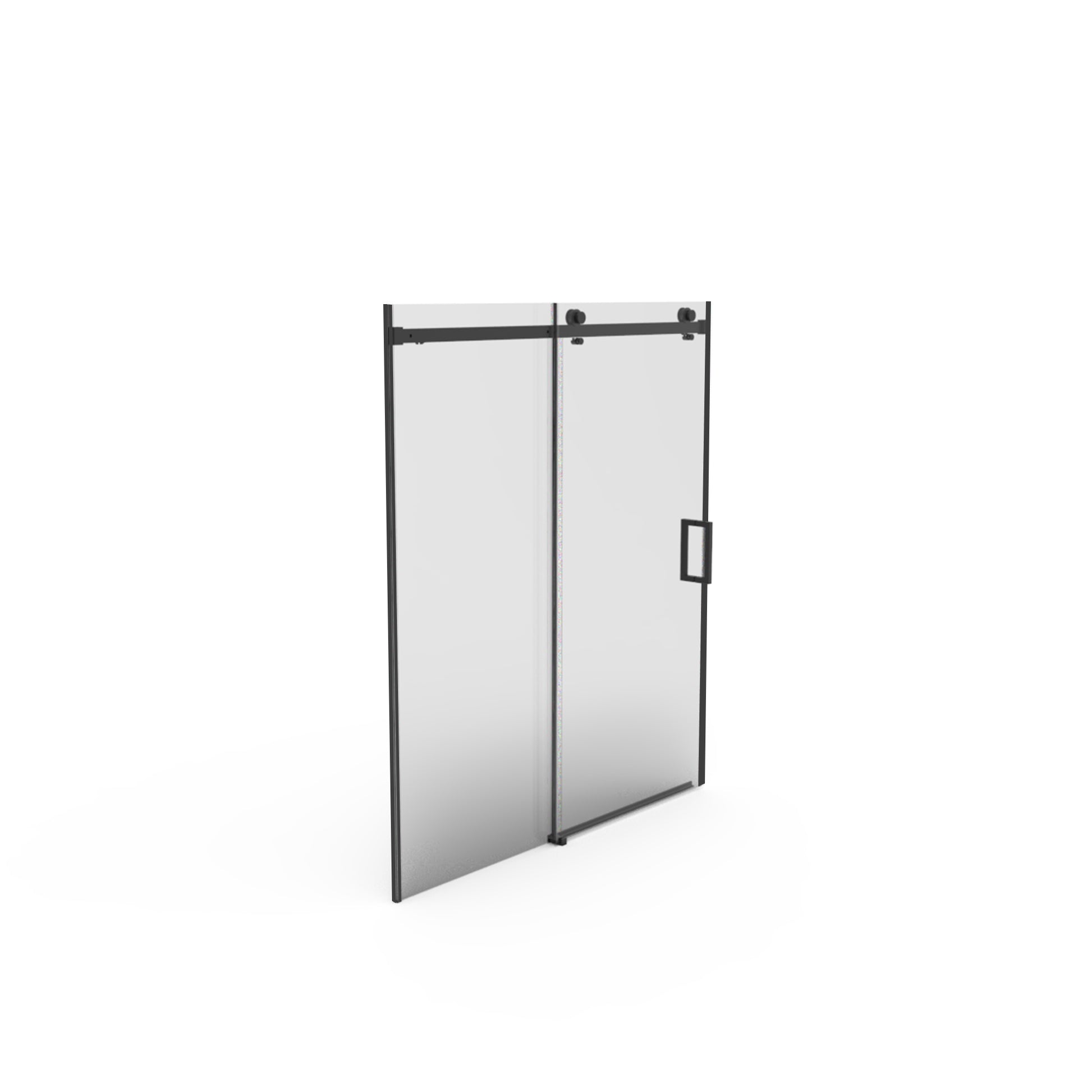 56" 60"W X 70"H Frameless , Sliding , With Premium 5 16" 8Mm Thick Tempered Glass Shower Enclosure,Double Side Easy Clean Coat,Matte Black Finished With Buffer Matt Black Bathroom American Design