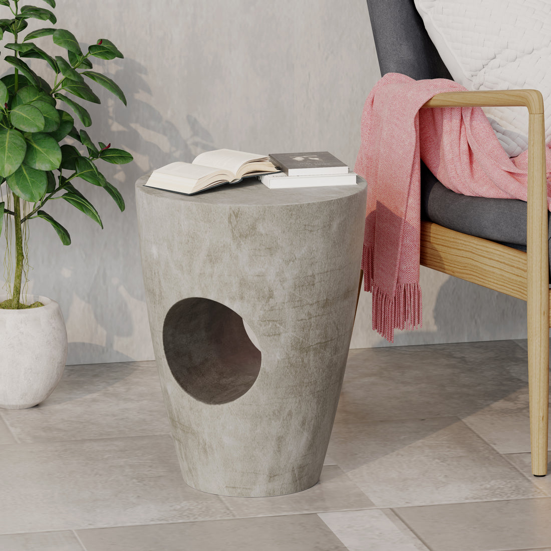 Sirius Side Table Grey Magnesium Oxide