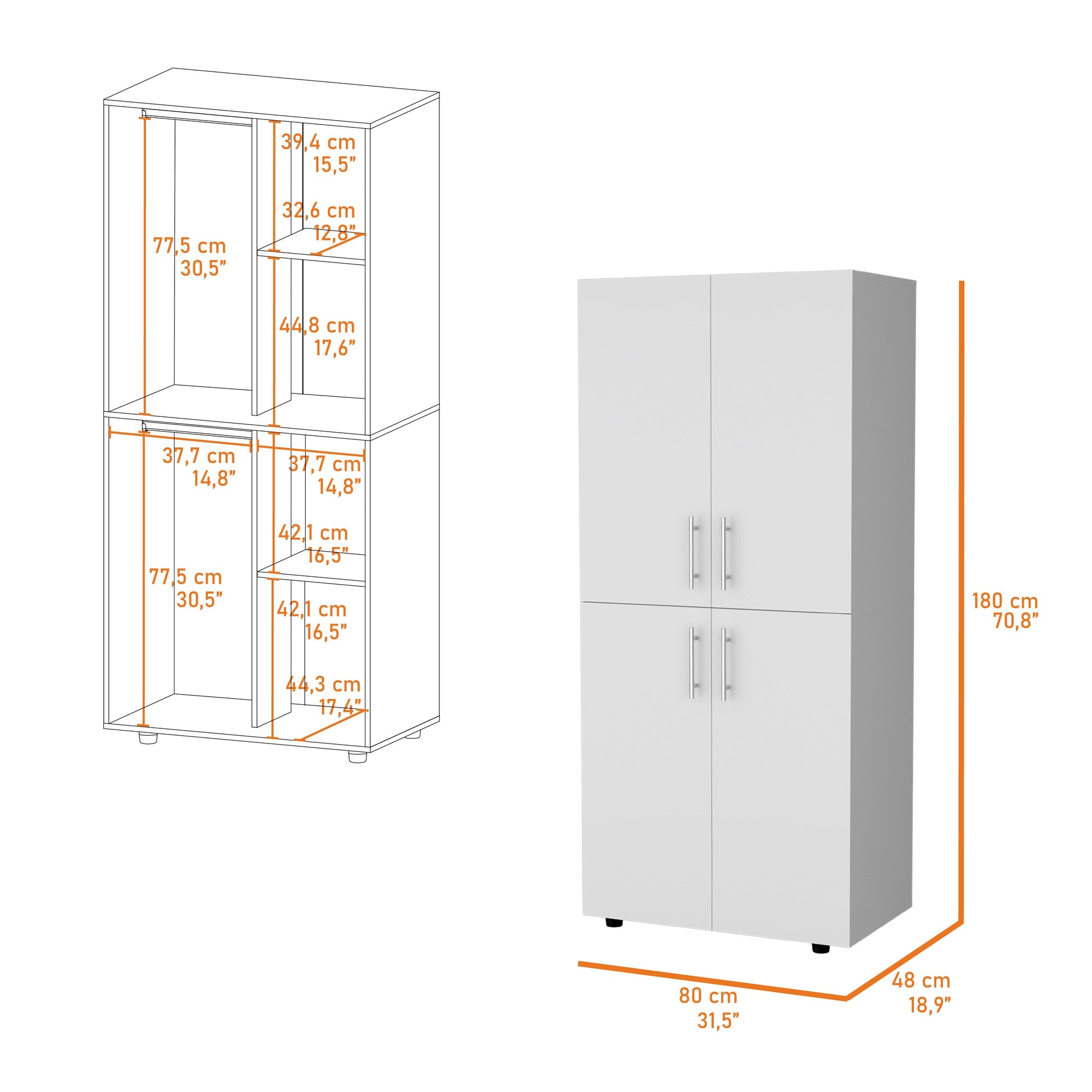 White 4 Door Armoire White Bedroom Melamine