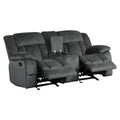 Microfiber Textured Fabric Glider Reclining Loveseat, Charcoal Black Black Microfiber