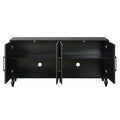 Carved Flower Door Large Storage Cabinet With Metal Handle Suitable For Living Room, Kitchen, Entryway Black Black Primary Living Space Mdf