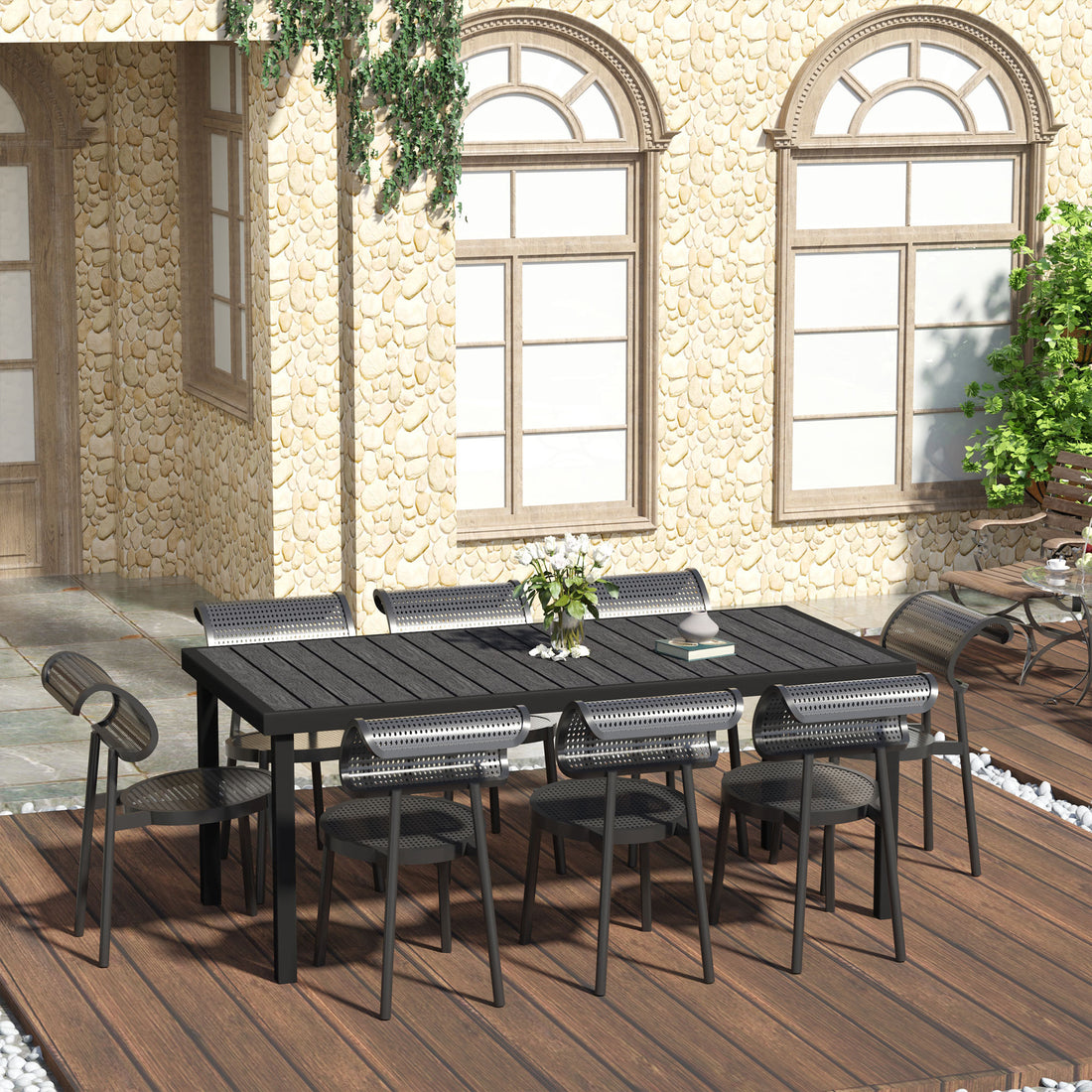 Outsunny 75" X 35" Outdoor Dining Table For 8