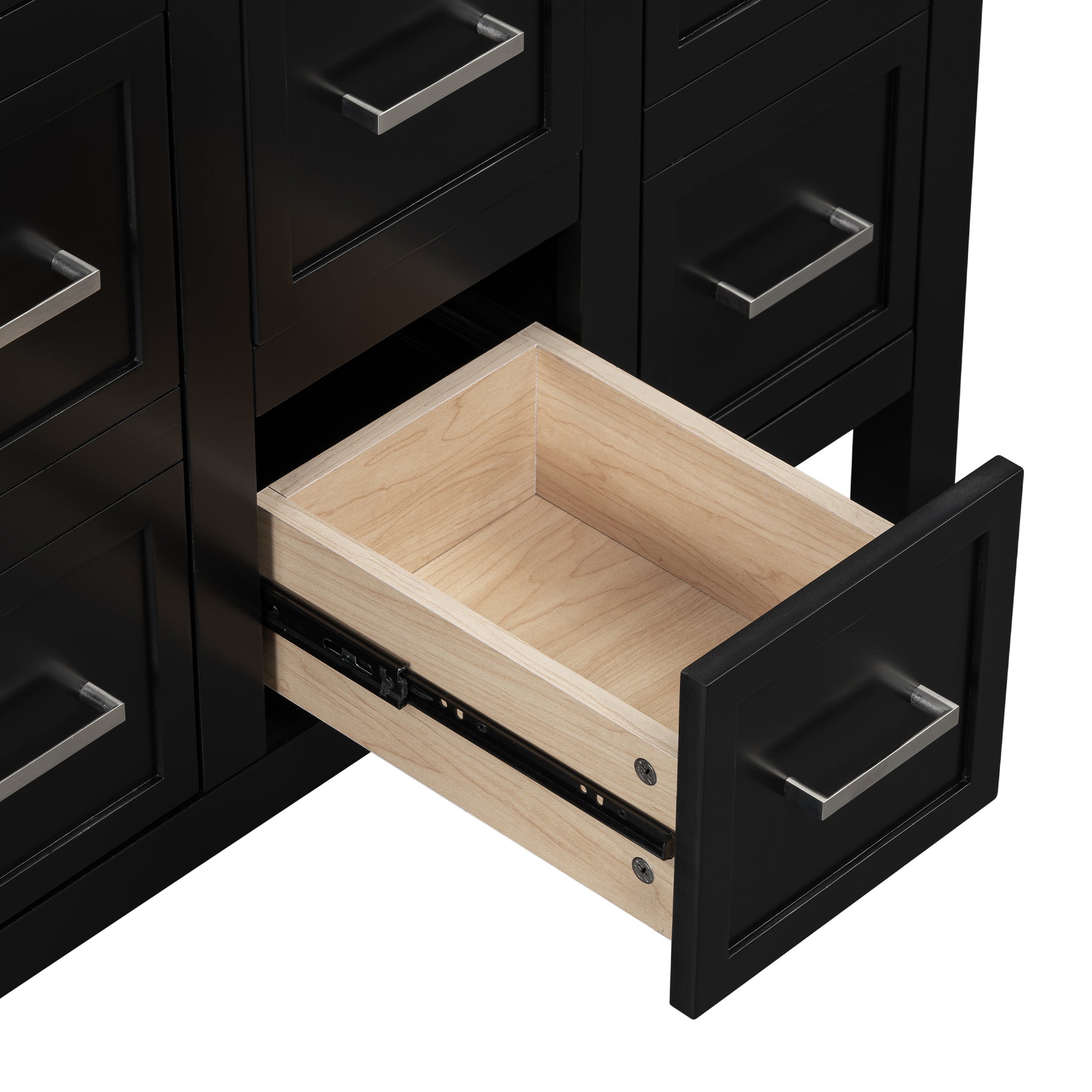 36" Bathroom Vanity Cabinet With Resin Integrated Sink 4 Drawers, 2 Doors Black Bathroom Solid Wood Mdf Resin