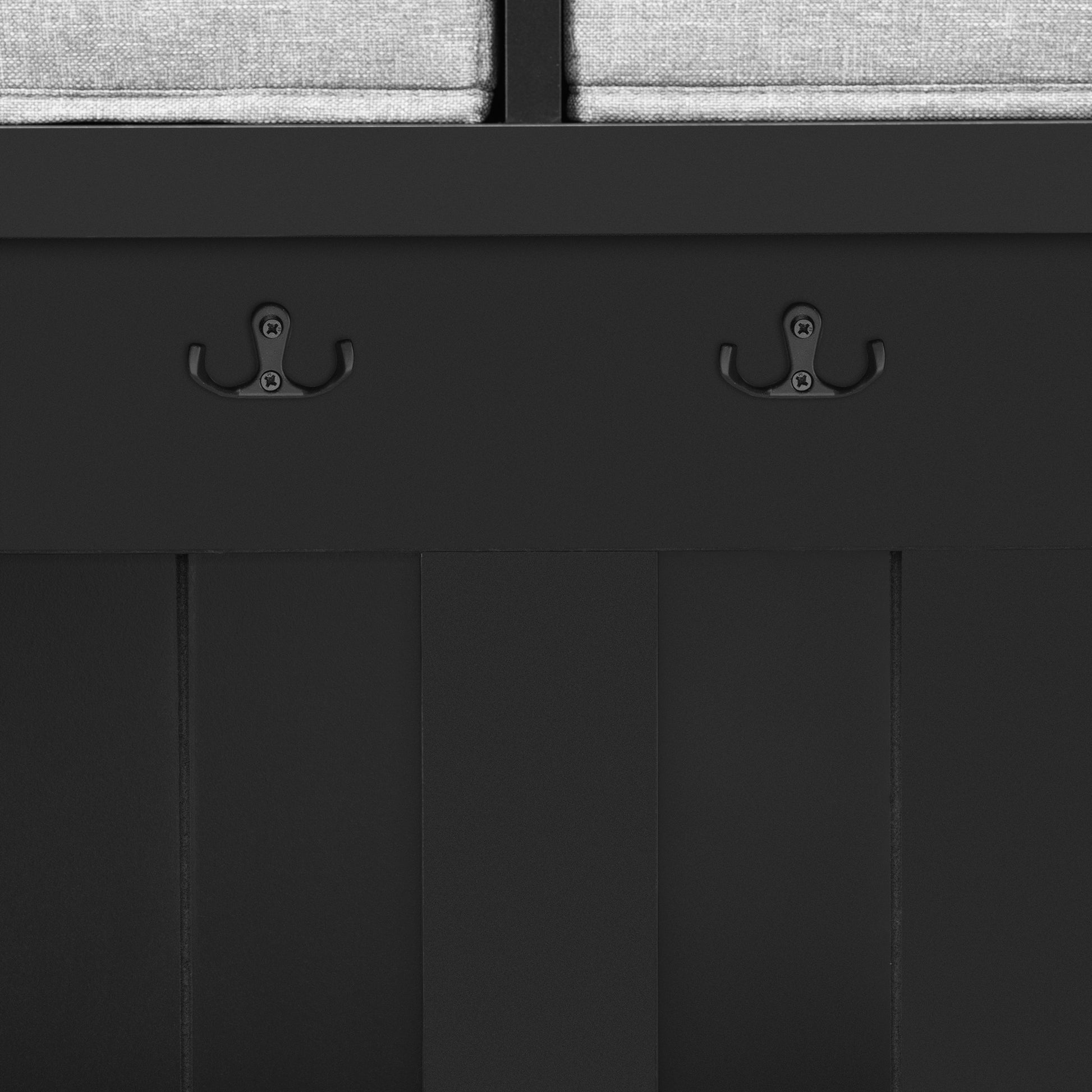 Hall Tree With 6 Hooks And Hinged Lid, Coat Hanger, Entryway Bench, Storage Bench, 3 In 1 Design, 69Inch, For Entrance, Hallway Black Mdf