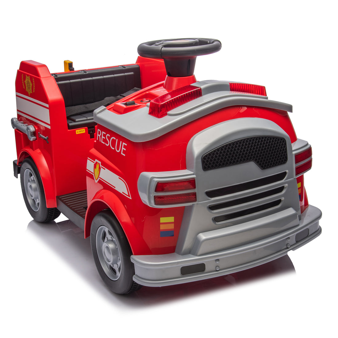 12V Kids Ride On Electric Car.Fire Engine Shape Design With Early Education Function,Human Vehicle Interaction With A Variety Of Fire Tools.Lights, Horns, And Sirens,Slow Start For Kids Aged 3 7. Red 50 99 Lbs Polypropylene