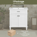 30 Inch Bathroom Vanity With Ceramic Basin, Soft Close Door And Adjustable Shelves White Bathroom Solid Wood Mdf