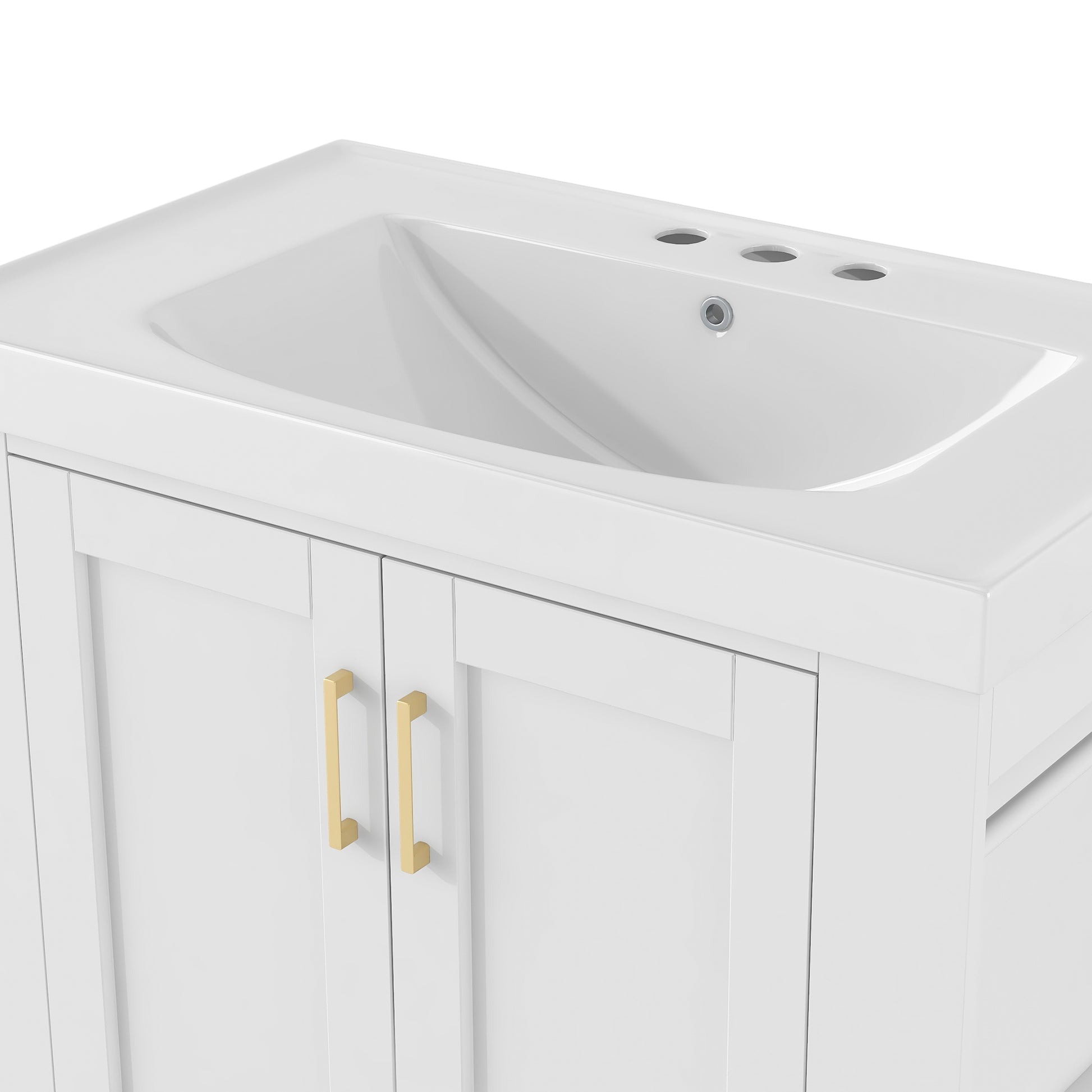 30'' Bathroom Vanity with Seperate Basin Sink, Modern 1-white-adjustable