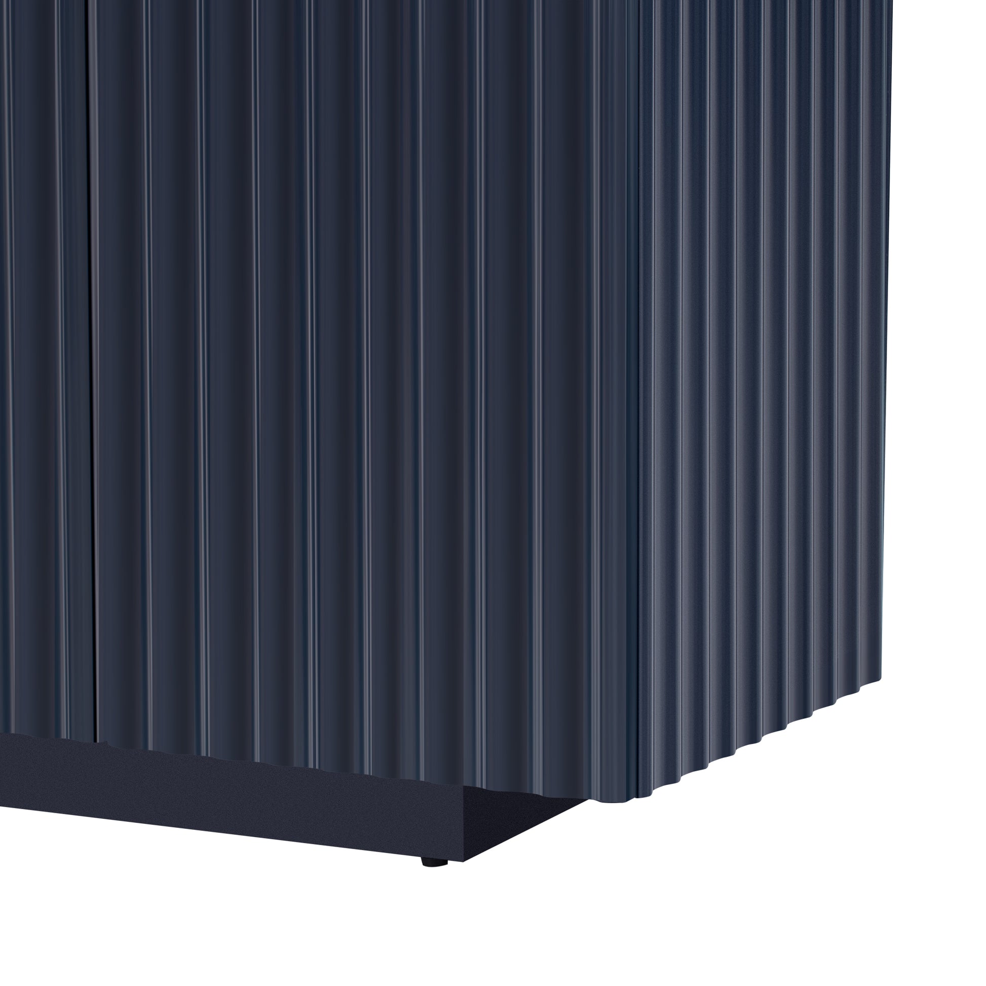 4 Wavy Doors Large Storage Space Sideboard With Adjustable Shelves And Retro Copper Handles For Dining Room And Living Room Antique Navy Antique Navy Mdf