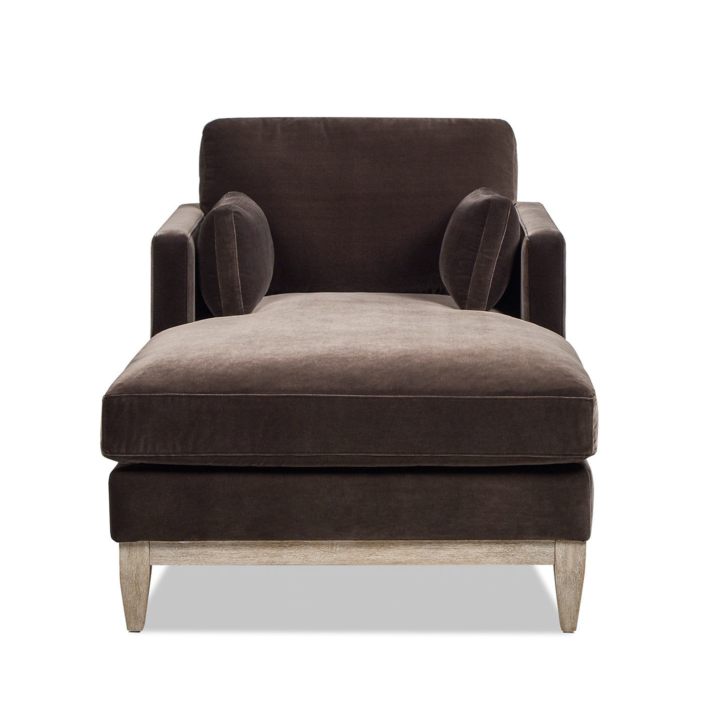 Knox 65" Modern Farmhouse Chaise Lounge Chair, Deep Brown Performance Velvet Brown Foam Velvet