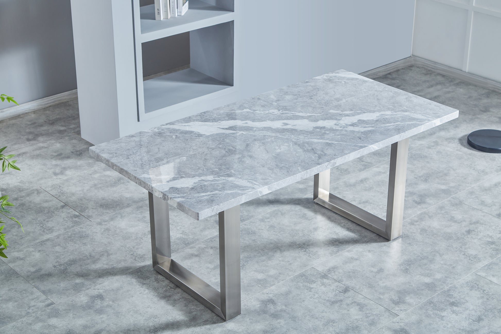 Elegant Luxurious Faux Marble Mdf Dinning Table For 6 Or 8, Rectangular 70.9"L*35.4"W*29.8"H, Thick And Solid Stainless Steel Legs Durable, Easy To Assemble For Kitchen Living Room Meeting, Grey White Gray Seats 6 Ergonomic Kitchen