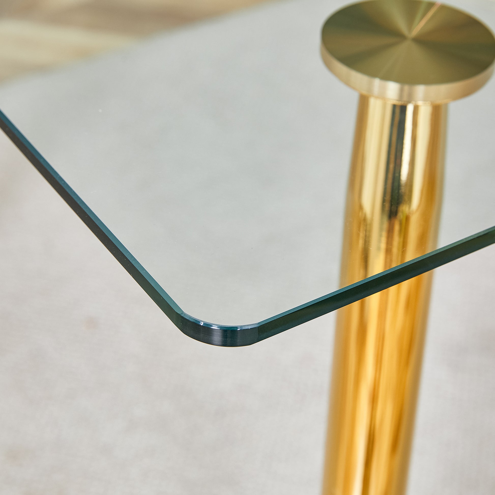 Table And Chair Set.Modern Rectangular Glass Dining Table With A Tempered Glass Tabletop And Metal Legs, Paired With Multiple Chairs Designed With Pu Cushions And Golden Metal Legs. Grey Gold Seats 6 Tempered Glass