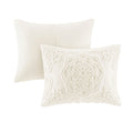 3 Piece Tufted Cotton Chenille Medallion Comforter Set Off White Full Queen Full Off White Cotton