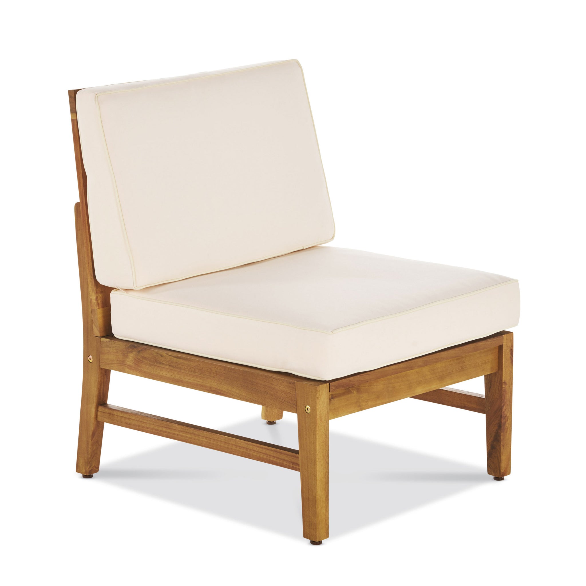 Perla Armless Chair, Cream Cream Acacia Wood