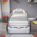 Coupe Twin Race Car Bed W Trundle, White White Particle Board