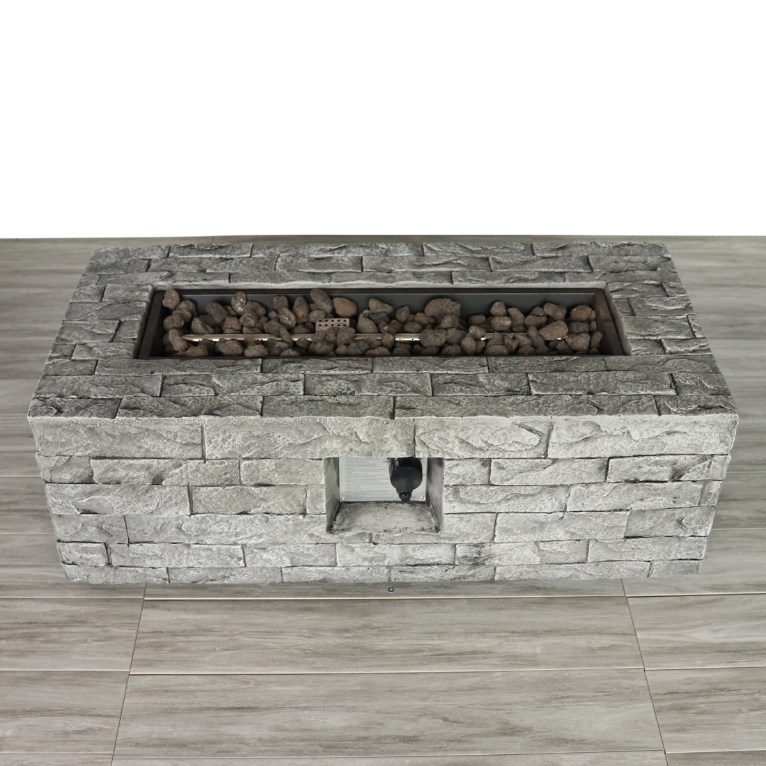 Fiber Reinforced Concrete Propane Natural Gas Fire Pit Table Stone Gray Modern Stone Concrete