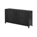 Luxurious Four Door Sideboard With Honeycomb Patterned Doors, Offering Large Storage For Study,Entrance And Living Room Black Primary Living Space American Design Mdf